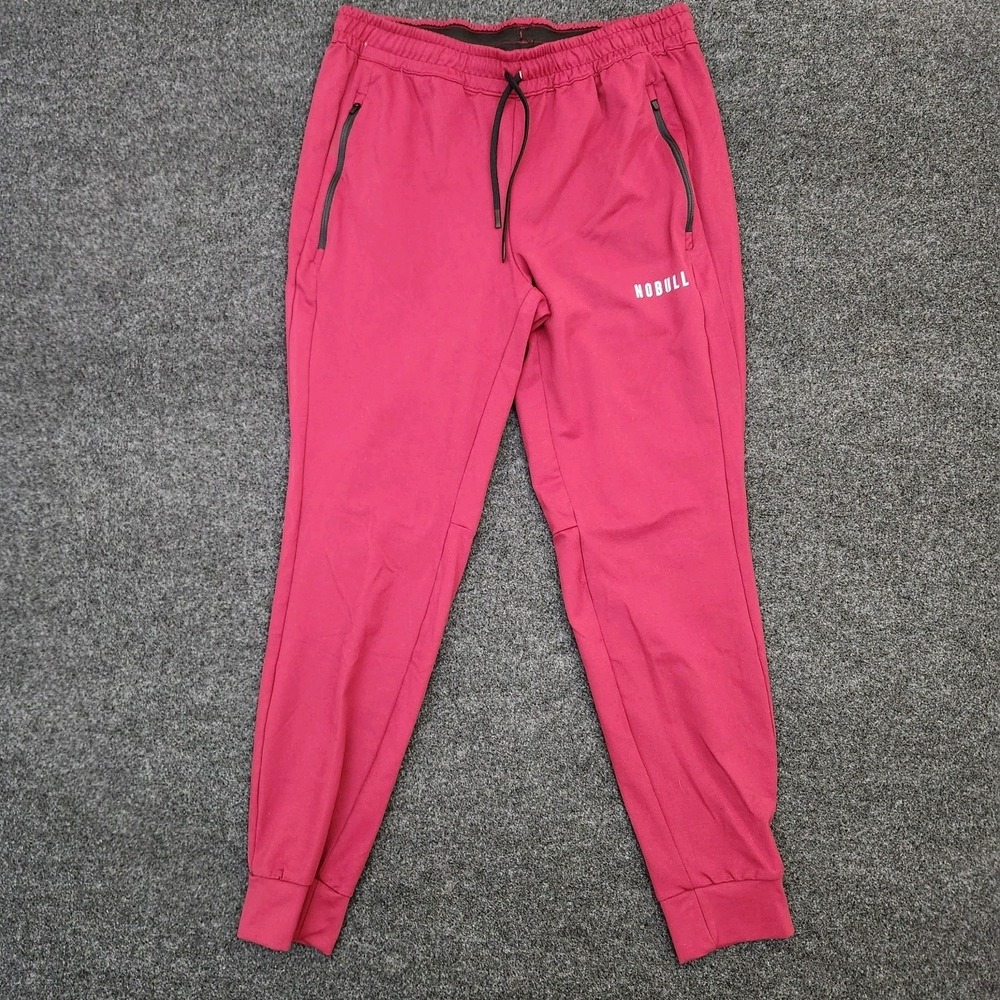 Nobull Jogger Pants Mens Size Large Red Performance Workout Gym Logo Drawstring